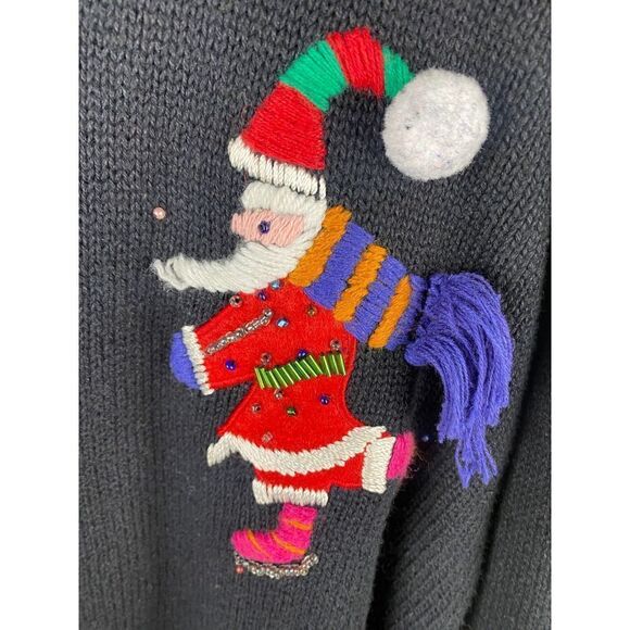 Vtg GLADYS BAGLEY Sweater Cardigan Knit Christmas Santa Women’s Medium - Picture 7 of 8